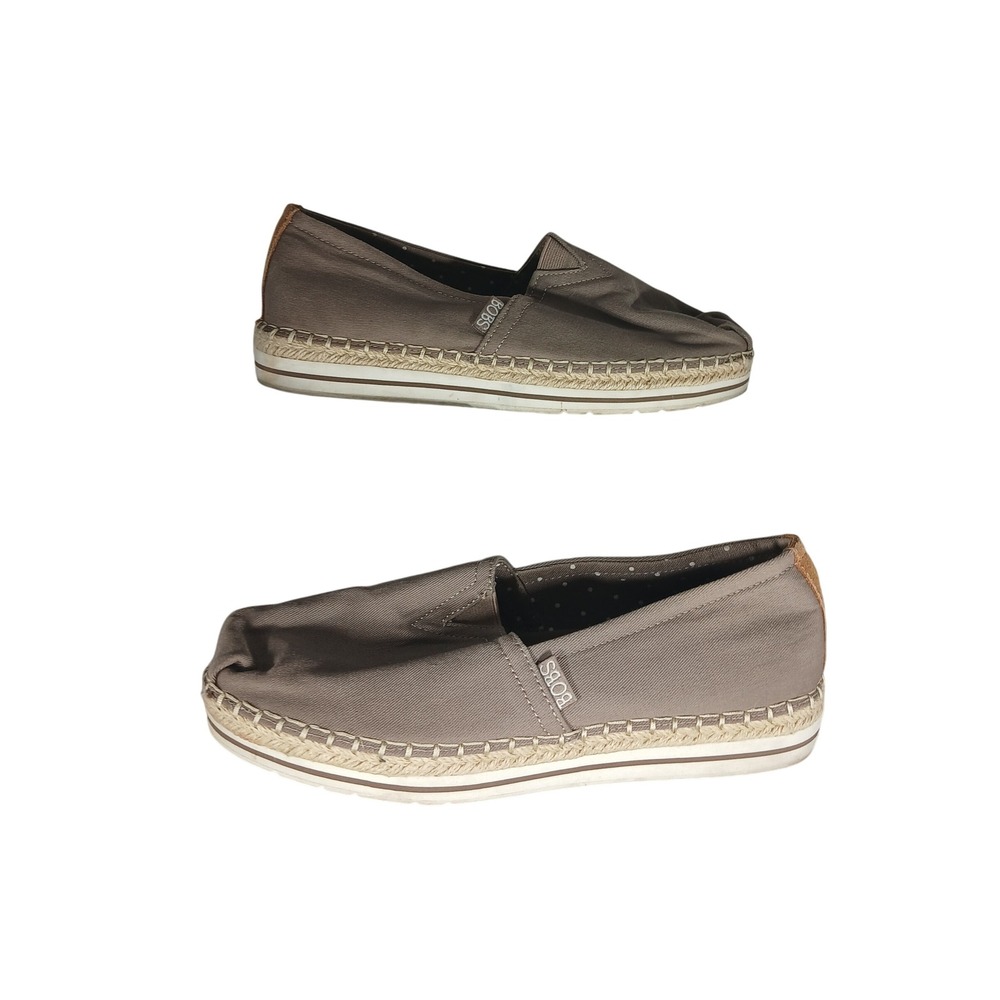 BOBS from Skechers Espadrille Flats‎ Taupe Canvas Memory Foam Women Size 7.5